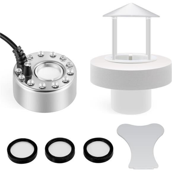 350ml/H Ultrasonic Mist Maker Fogger 12 LED Lights with Removable Splash Guard - Picture 1 of 7